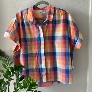 Madewell Hilltop Button Down in Rainbow Check